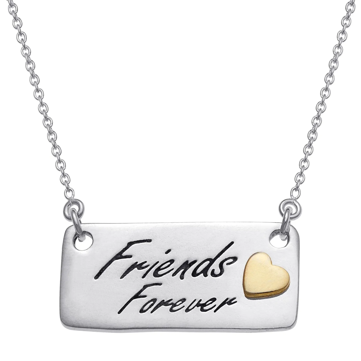 Sterling Silver Best Friends Plaque with Heart Necklace sold by Limoges Jewelry