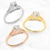 14K Gold over Sterling Brilliant White Topaz Engraved Wedding Ring sold by Limoges Jewelry