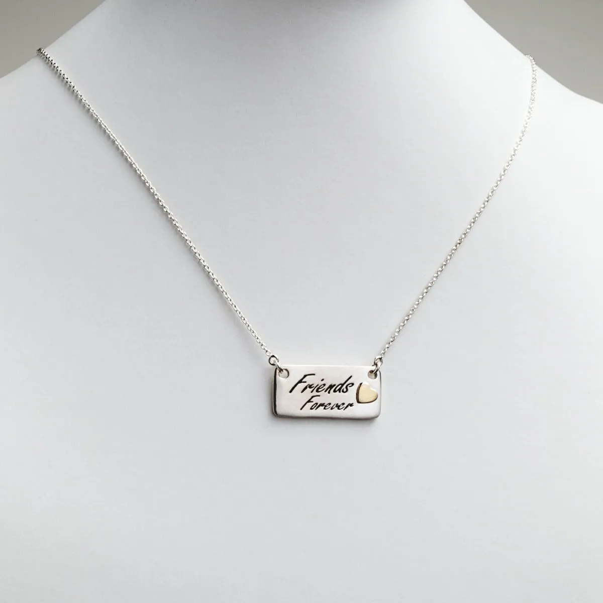 Sterling Silver Best Friends Plaque with Heart Necklace sold by Limoges Jewelry product image thumbnail 2