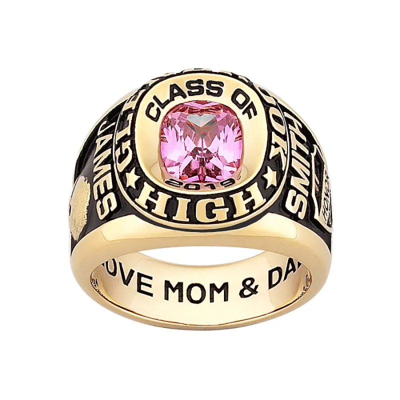 10K Yellow Gold Men's Double Row Traditional Class Ring sold by Limoges Jewelry
