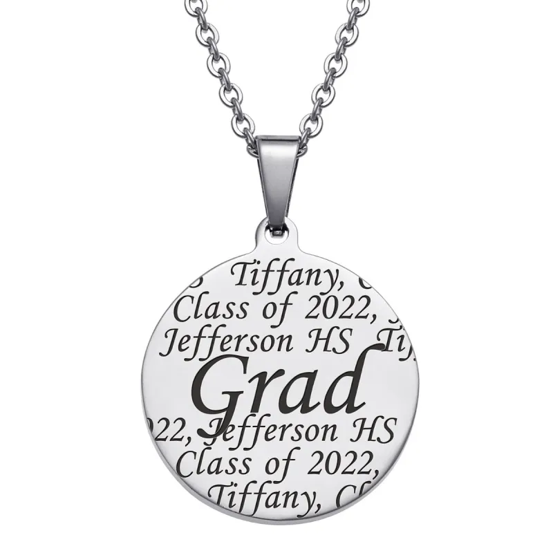 Personalized Everscribe Engraved Stainless Steel Graduation Necklace sold by Limoges Jewelry