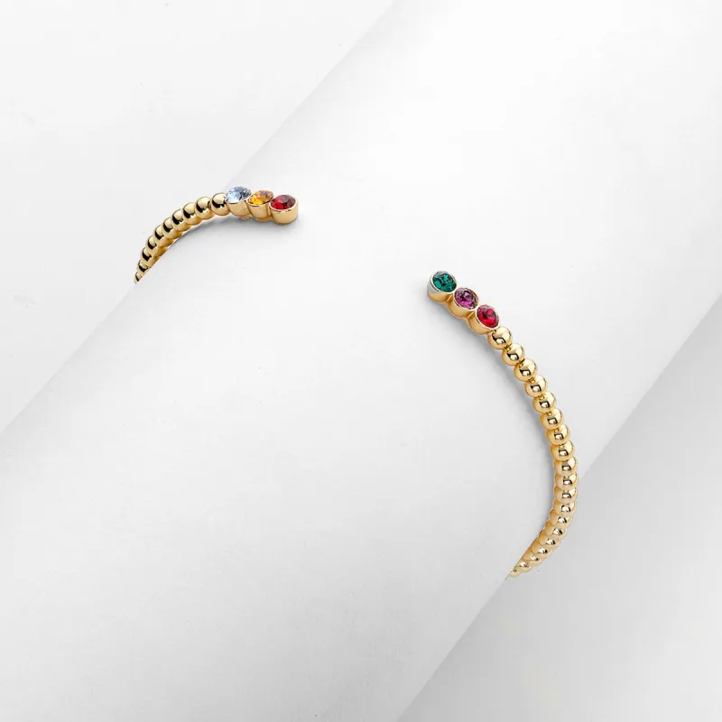 Personalized Simulated Gemstones 14K Gold Plated Cuff made by Limoges Jewelry