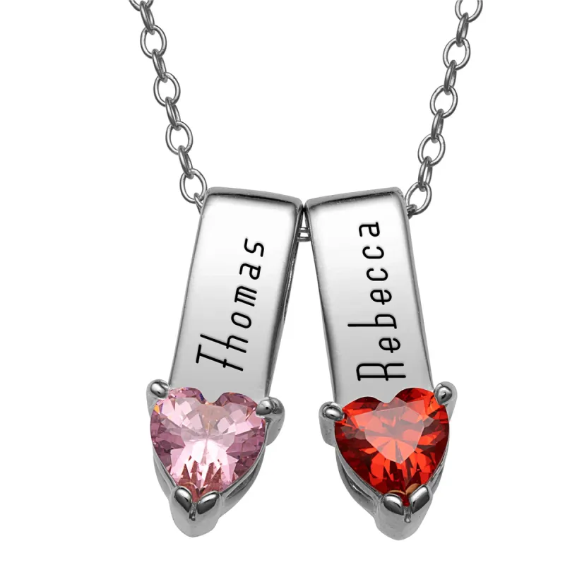 Sterling Silver Name and Heart Birthstone Charm 2 Piece Pendant sold by Limoges Jewelry