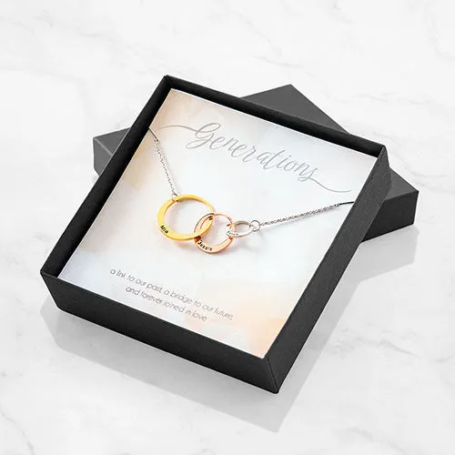 Tricolor Engraved Generations Interlocking Circles Necklace sold by Limoges Jewelry product image thumbnail 3