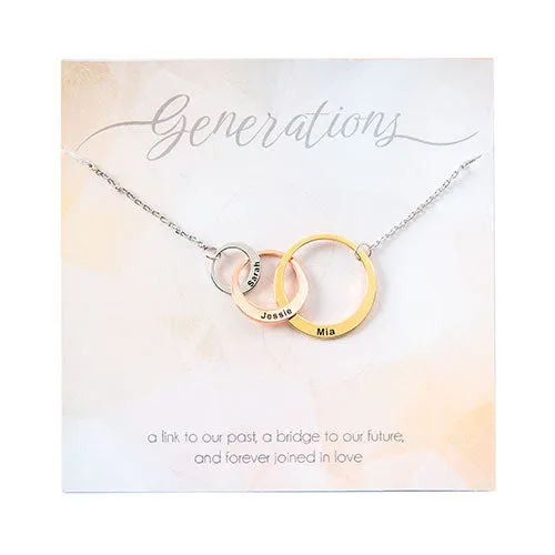Tricolor Engraved Generations Interlocking Circles Necklace sold by Limoges Jewelry product image thumbnail 2