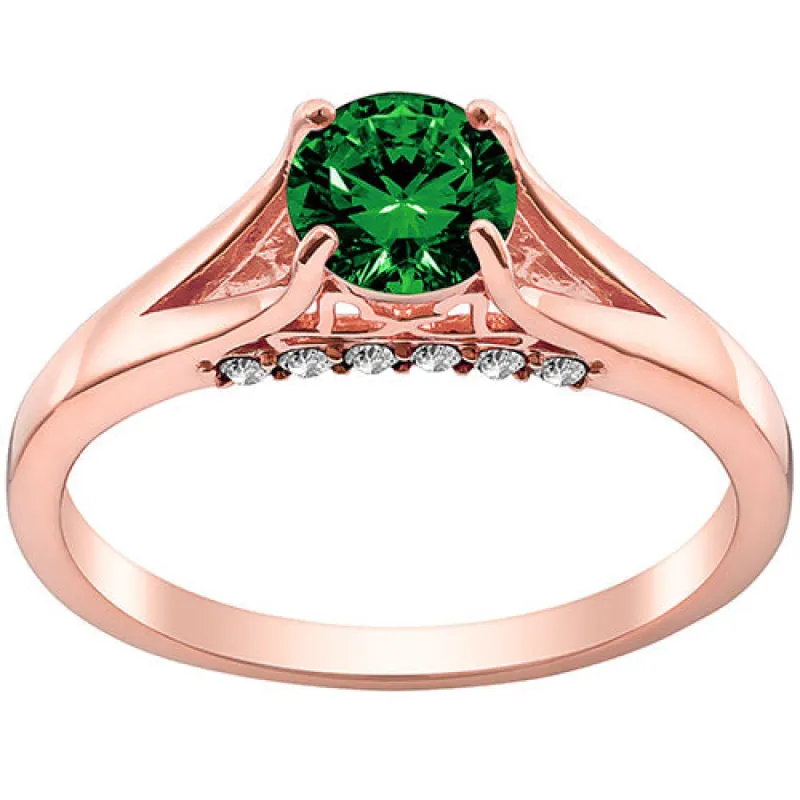 14K Rose Gold Plated Simulated Emerald and Clear Crystal Ring sold by Limoges Jewelry