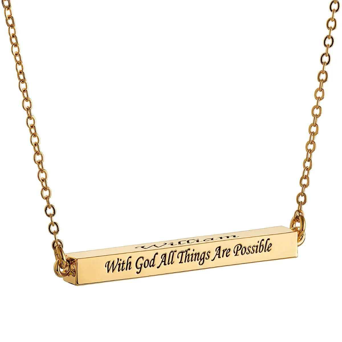 Horizontal 4-sided Bar 'With God' Engraved Name Necklace sold by Limoges Jewelry product image thumbnail 5
