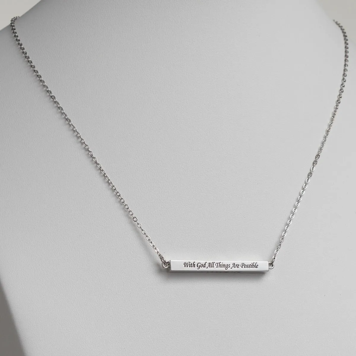 Horizontal 4-sided Bar 'With God' Engraved Name Necklace sold by Limoges Jewelry product image thumbnail 4
