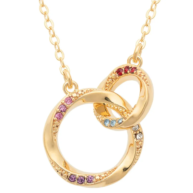 14K Gold Plated Family Birthstone Interlocking Circles Necklace sold by Limoges Jewelry