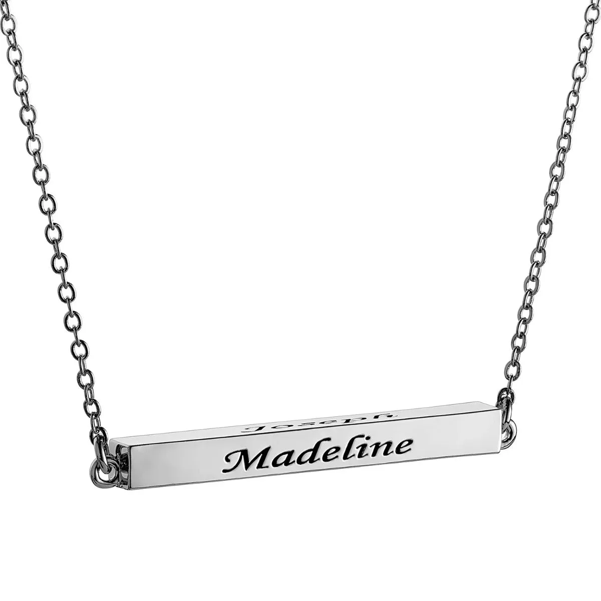 Horizontal 4-sided Bar 'With God' Engraved Name Necklace sold by Limoges Jewelry product image thumbnail 3