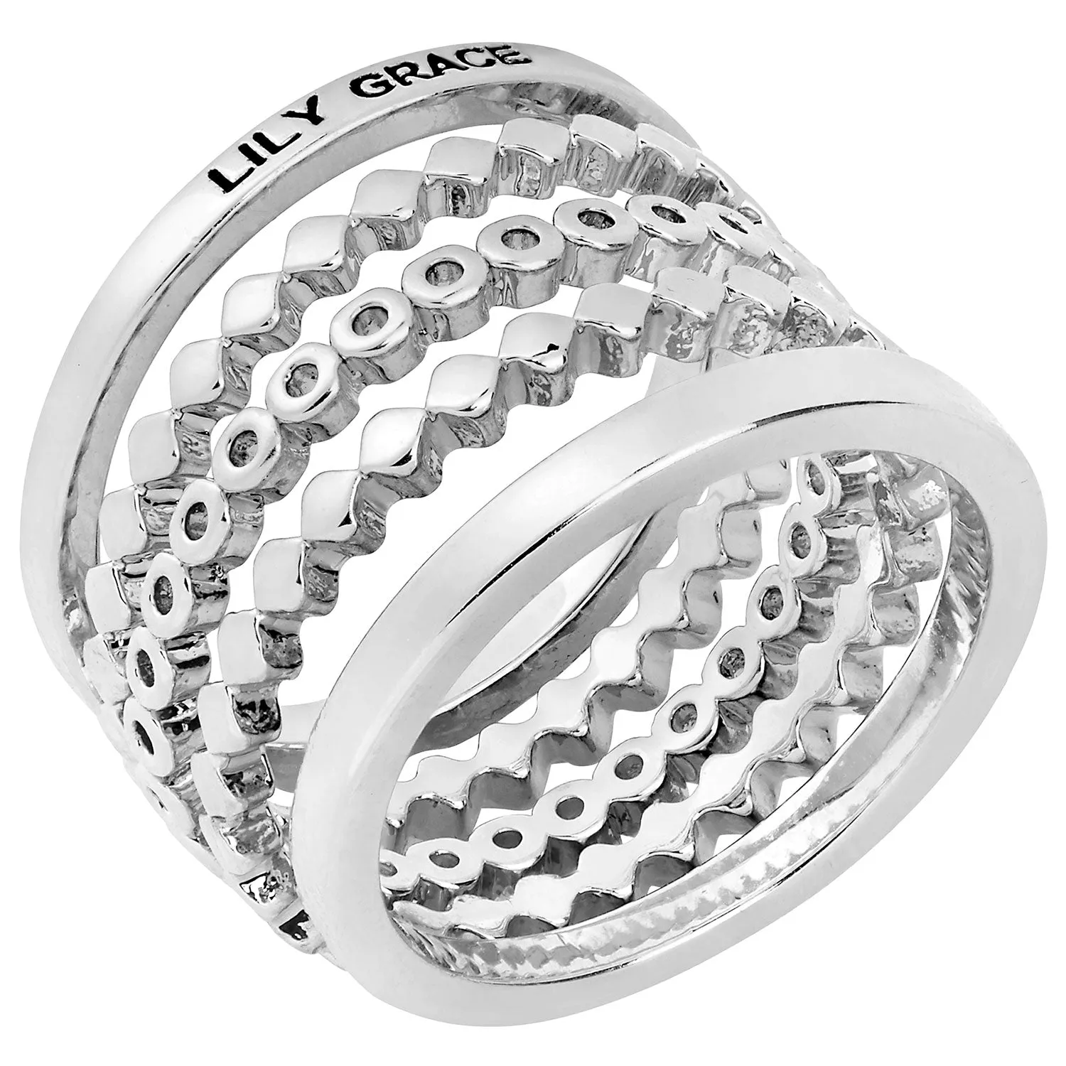 Silver Personalized Beaded Stackable 5 Ring Set sold by Limoges Jewelry product image thumbnail 3