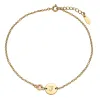14K Gold Plated Engraved Disc and Station Birthstone Anklet sold by Limoges Jewelry