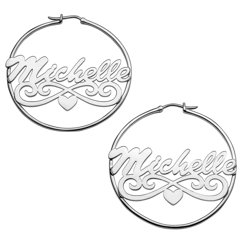 Sterling Silver Extra Large 45mm Name Hoop Earrings sold by Limoges Jewelry