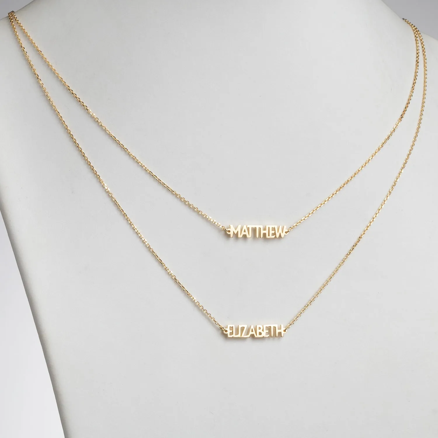 14K Gold over Sterling Petite Uppercase 2 Name Station Necklace sold by Limoges Jewelry product image thumbnail 2