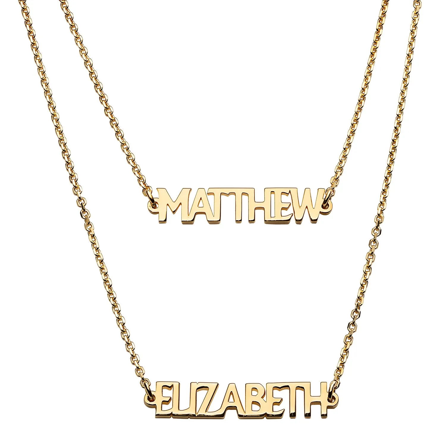 14K Gold over Sterling Petite Uppercase 2 Name Station Necklace sold by Limoges Jewelry