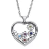 Secret Gardens Sterling Silver Family Flower Birthstone Heart Pendant sold by Limoges Jewelry
