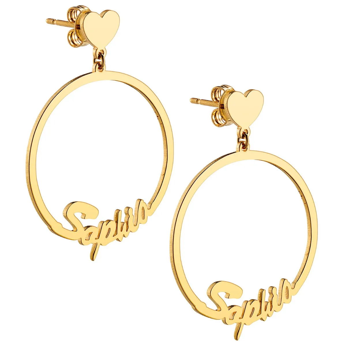 14K Gold Plated Script Name with Heart Dangle Earrings sold by Limoges Jewelry product image thumbnail 3