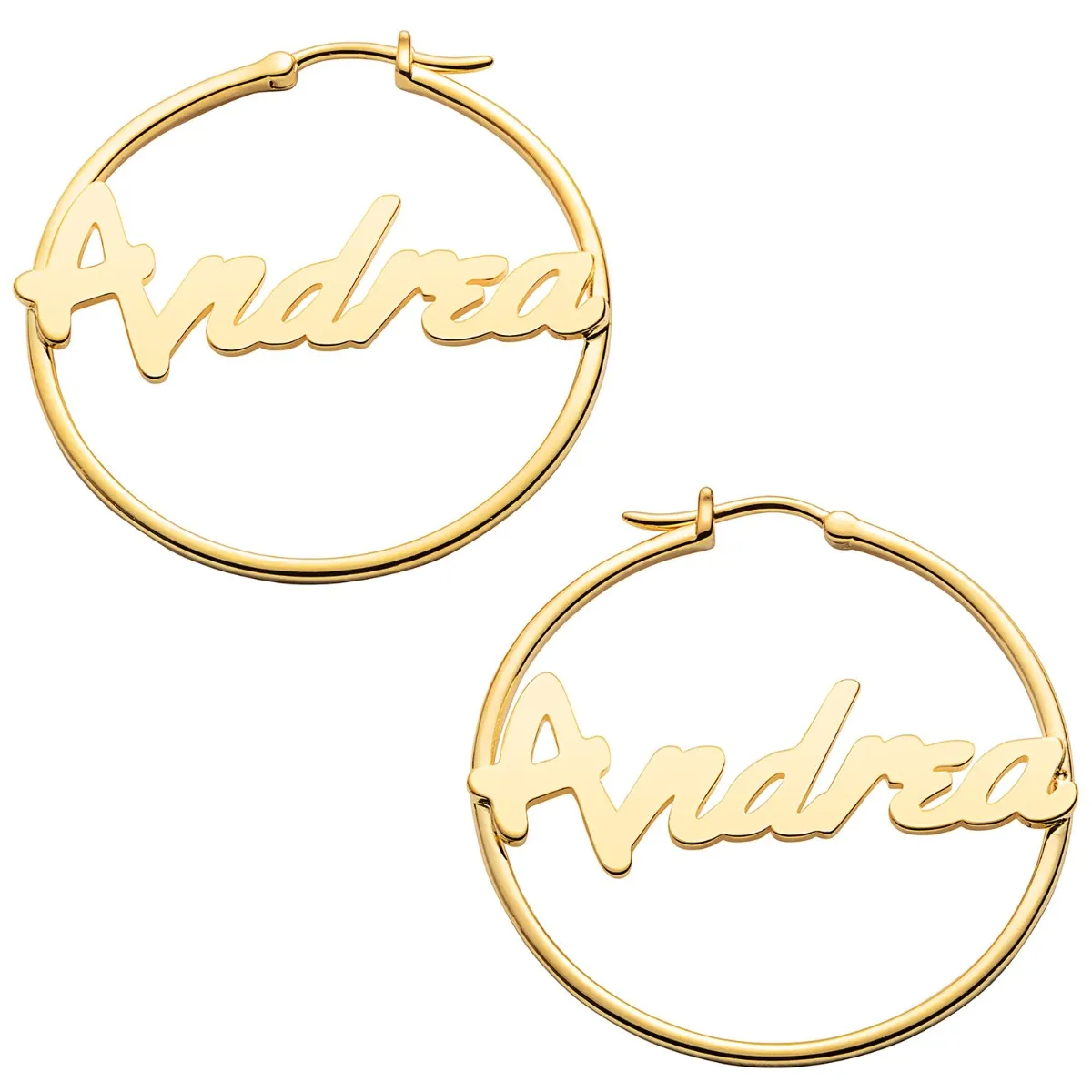 Personalized Bold Script Name Medium Hoop Earrings sold by Limoges Jewelry product image thumbnail 5