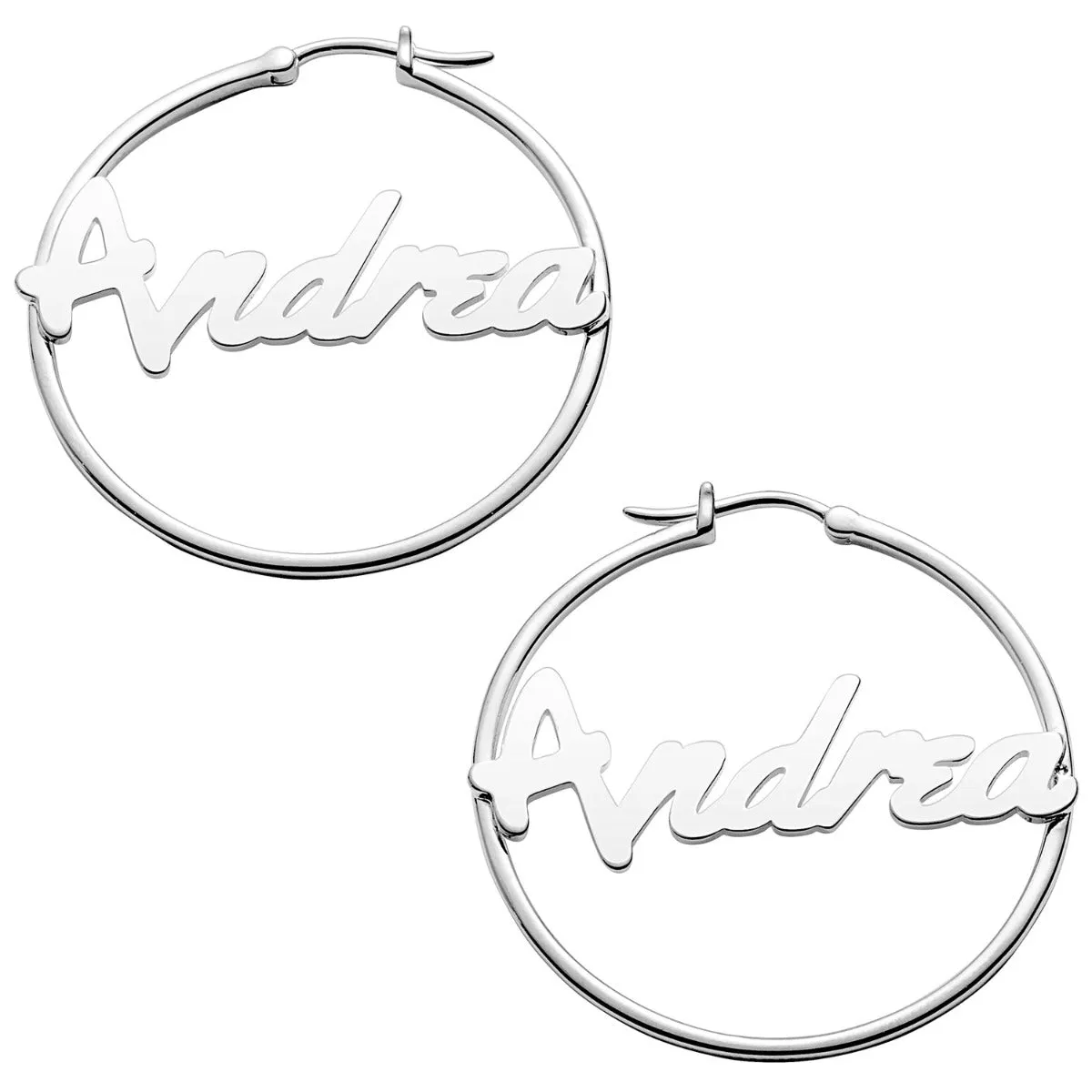 Personalized Bold Script Name Medium Hoop Earrings sold by Limoges Jewelry product image thumbnail 2