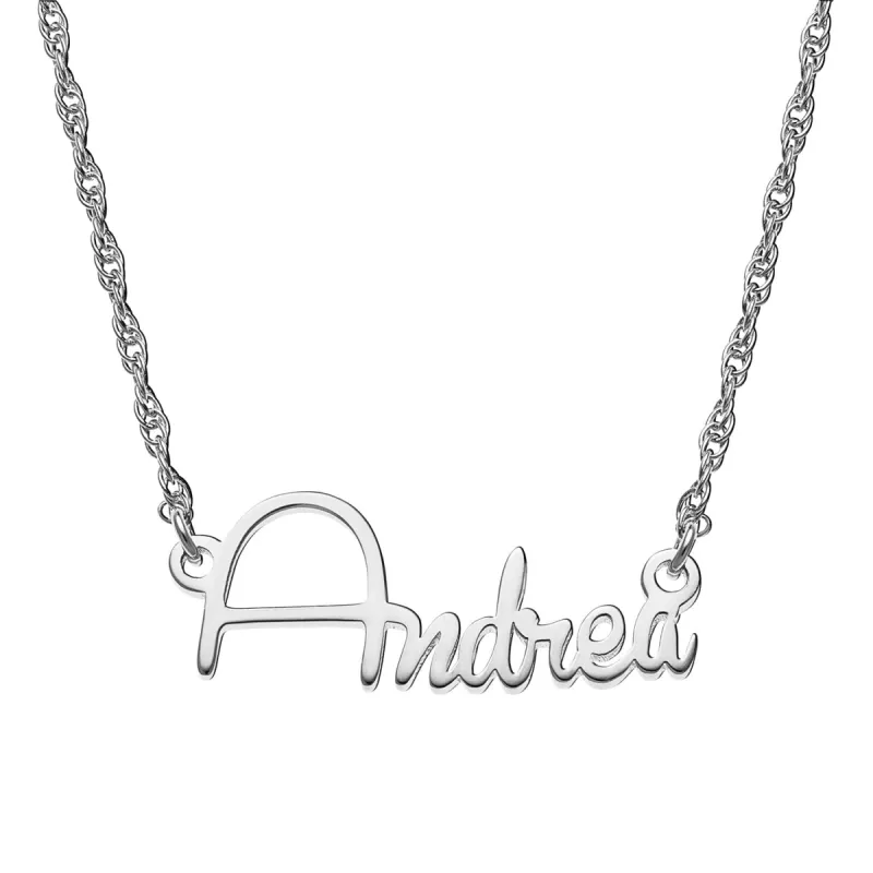 Sterling Silver Petite Script Name Necklace sold by Limoges Jewelry