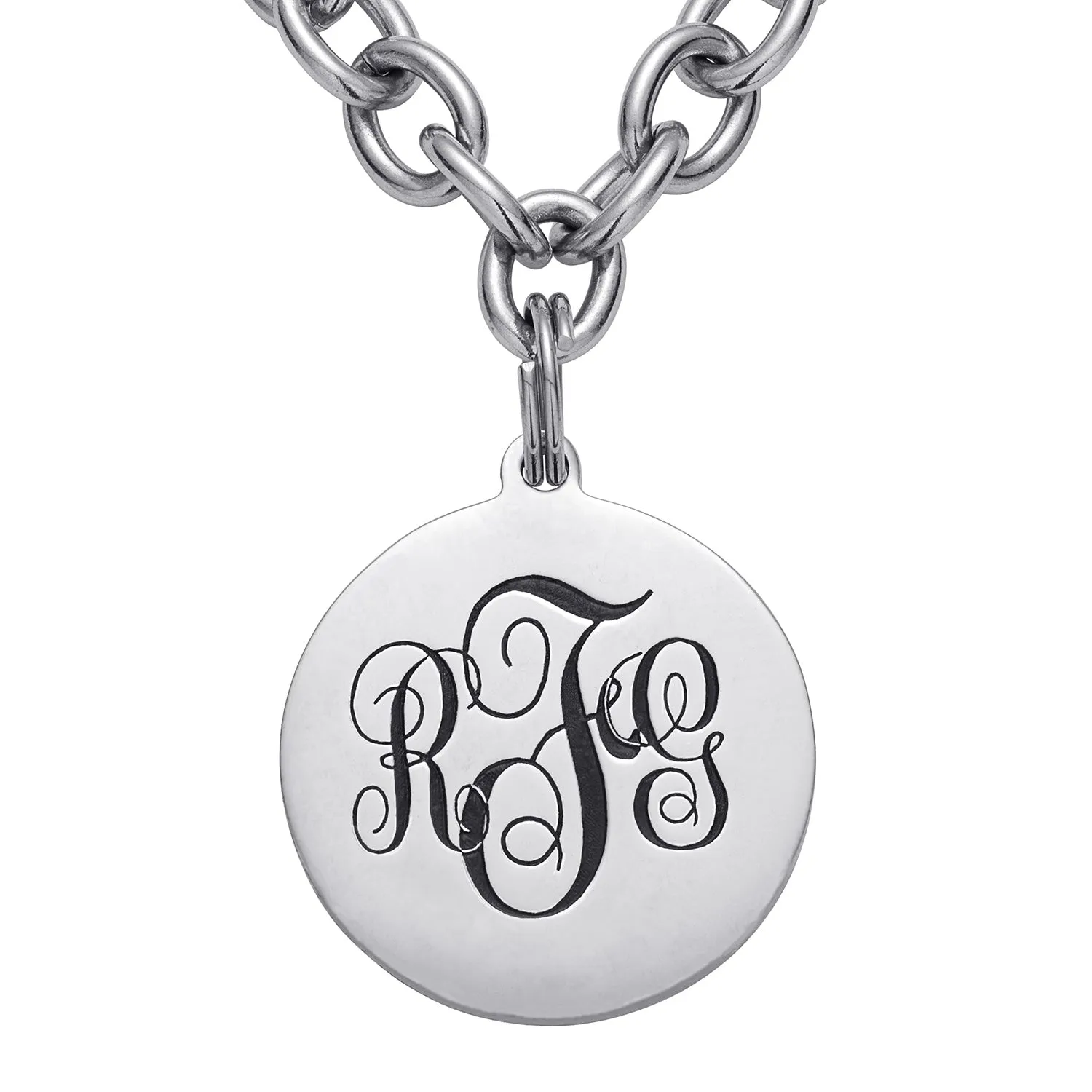 Everscribe Stainless Steel Monogram Disc Bracelet sold by Limoges Jewelry product image thumbnail 2