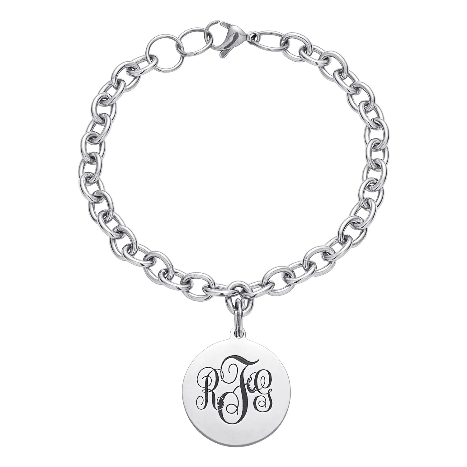 Everscribe Stainless Steel Monogram Disc Bracelet sold by Limoges Jewelry