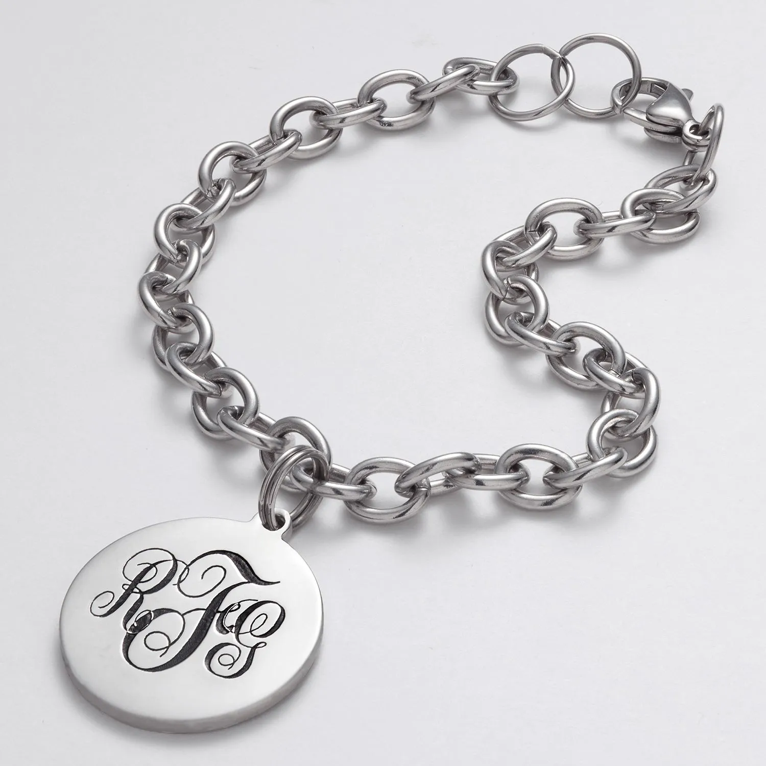 Everscribe Stainless Steel Monogram Disc Bracelet sold by Limoges Jewelry product image thumbnail 3