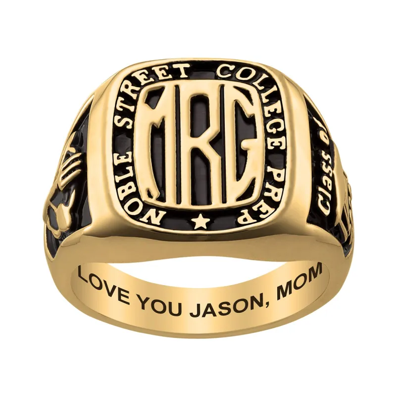 Men's Yellow CELEBRIUM Rectangle Signet Class Ring sold by Limoges Jewelry