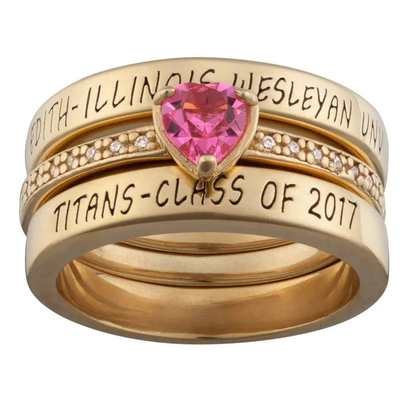 Women's 14K Gold over Sterling Stackable Freestyle Heart Class Ring sold by Limoges Jewelry