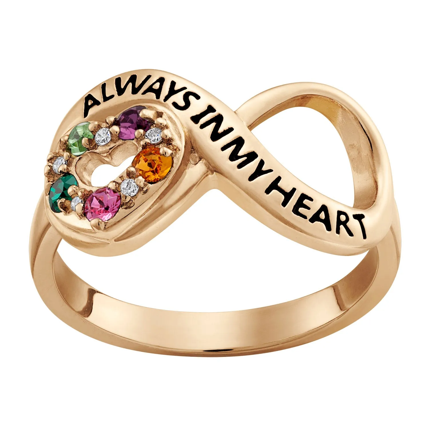 14K Gold over Sterling Family Eternity Birthstone Ring sold by Limoges Jewelry