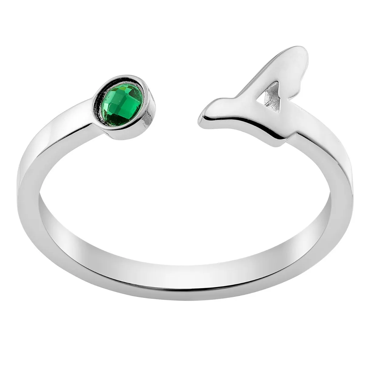 Silver Plated Script Initial with Birthstone Ring sold by Limoges Jewelry