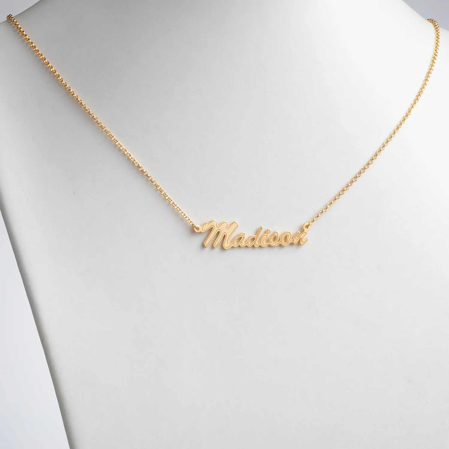 14K Gold over Sterling Script Name with Outline Necklace sold by Limoges Jewelry product image thumbnail 2