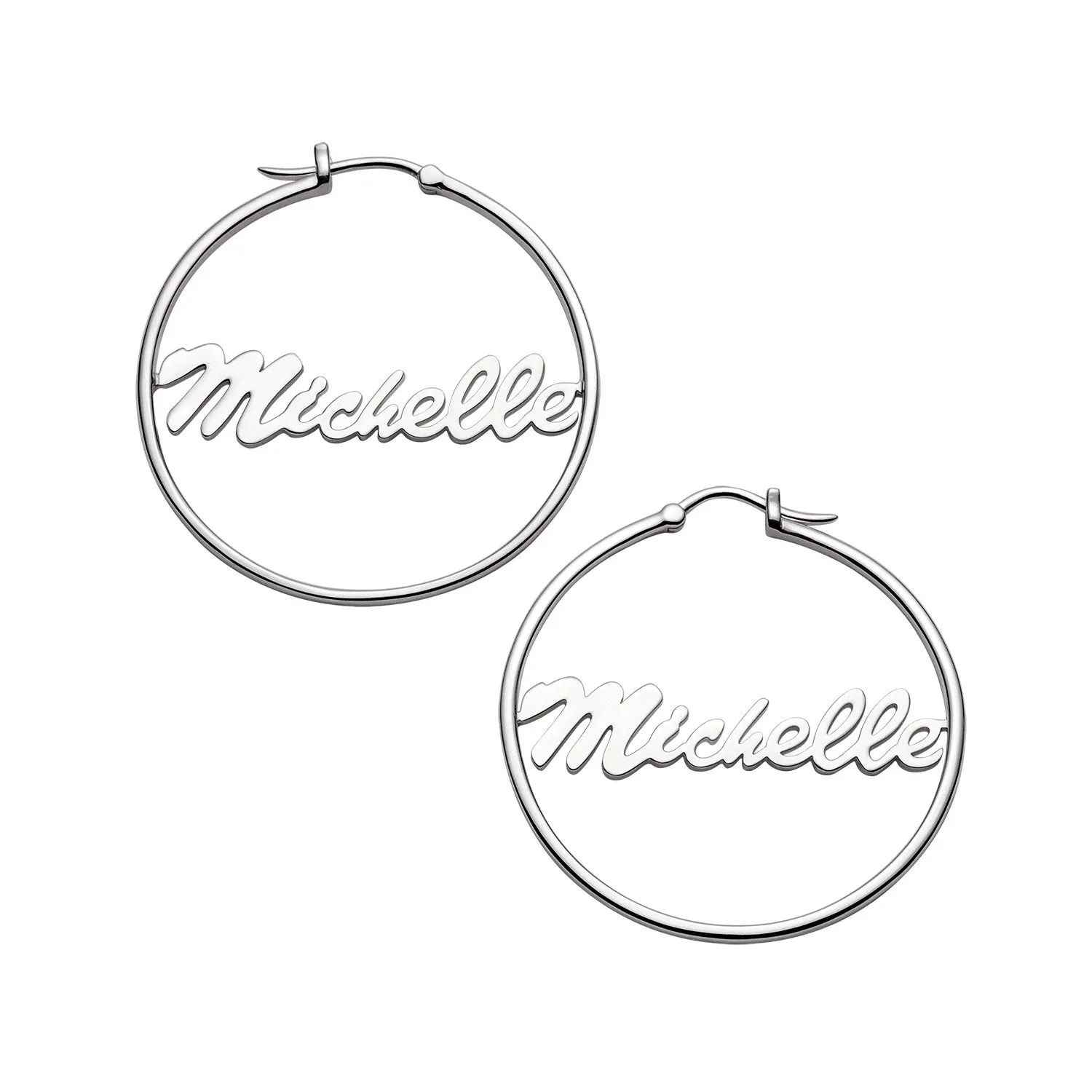 Sterling Silver Personalized Name Medium Hoop Earring sold by Limoges Jewelry