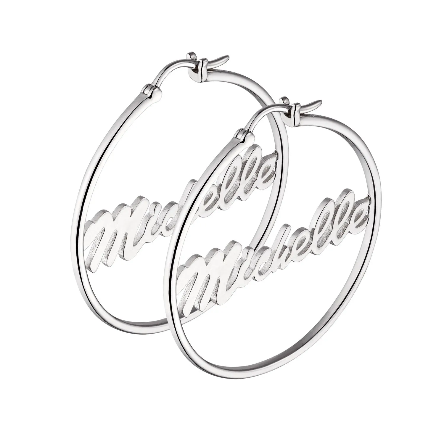 Sterling Silver Personalized Name Medium Hoop Earring sold by Limoges Jewelry product image thumbnail 2