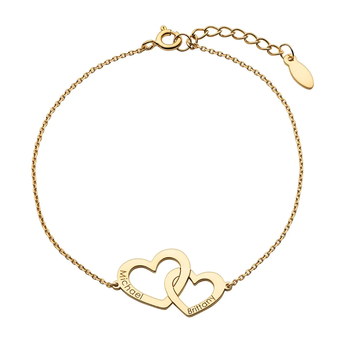 14K Gold over Sterling Engraved Interlocking Heart Bracelet sold by Limoges Jewelry