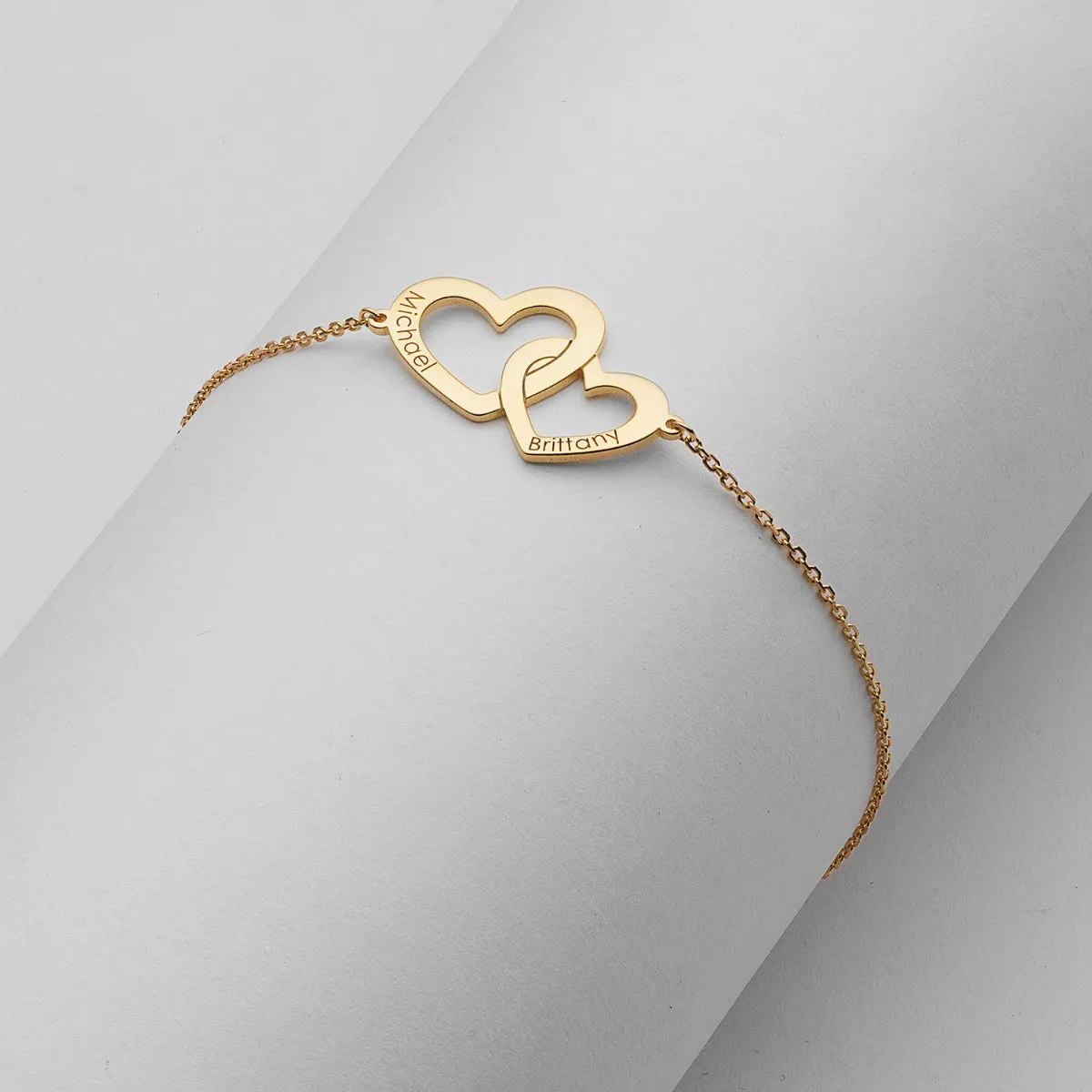 14K Gold over Sterling Engraved Interlocking Heart Bracelet sold by Limoges Jewelry product image thumbnail 2