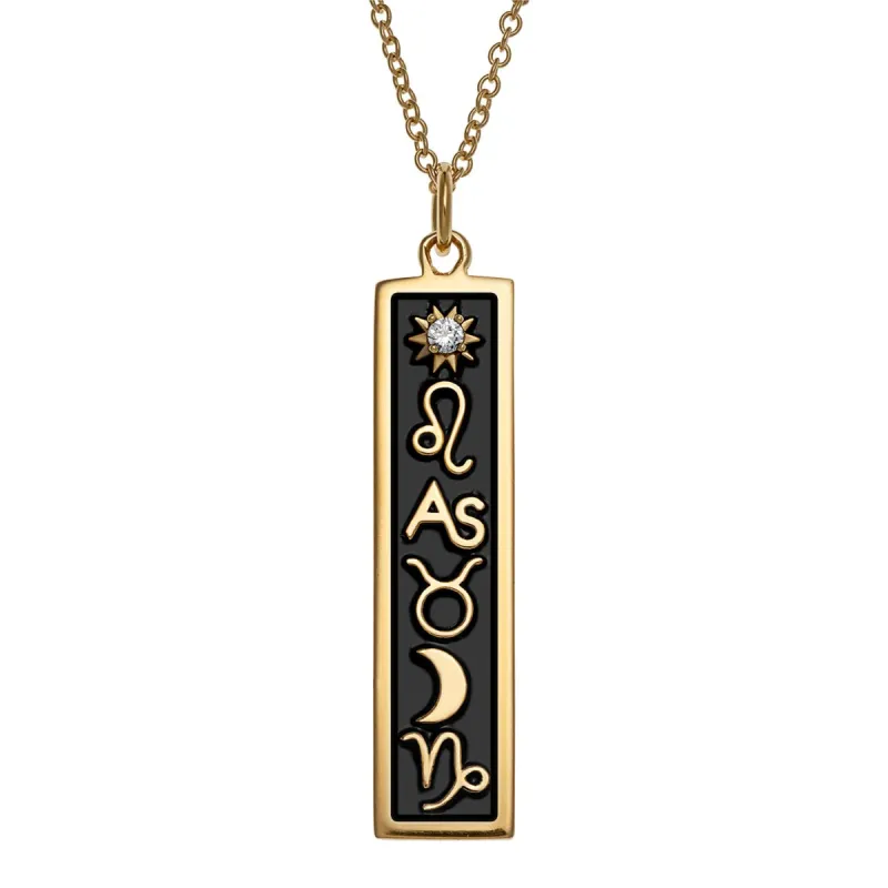 14K Gold Plated 3 Zodiac Sign Bar Pendant sold by Limoges Jewelry