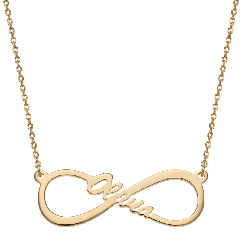14K Gold over Sterling Infinity Name Necklace sold by Limoges Jewelry
