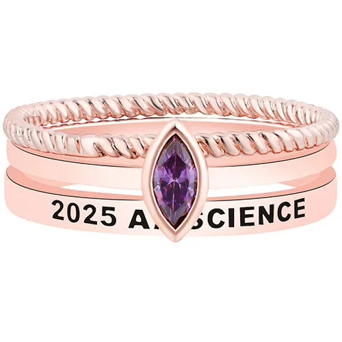 Women's 14K Rose Gold Plated Marquise Birthstone Stackable Class Ring sold by Limoges Jewelry product image thumbnail 3