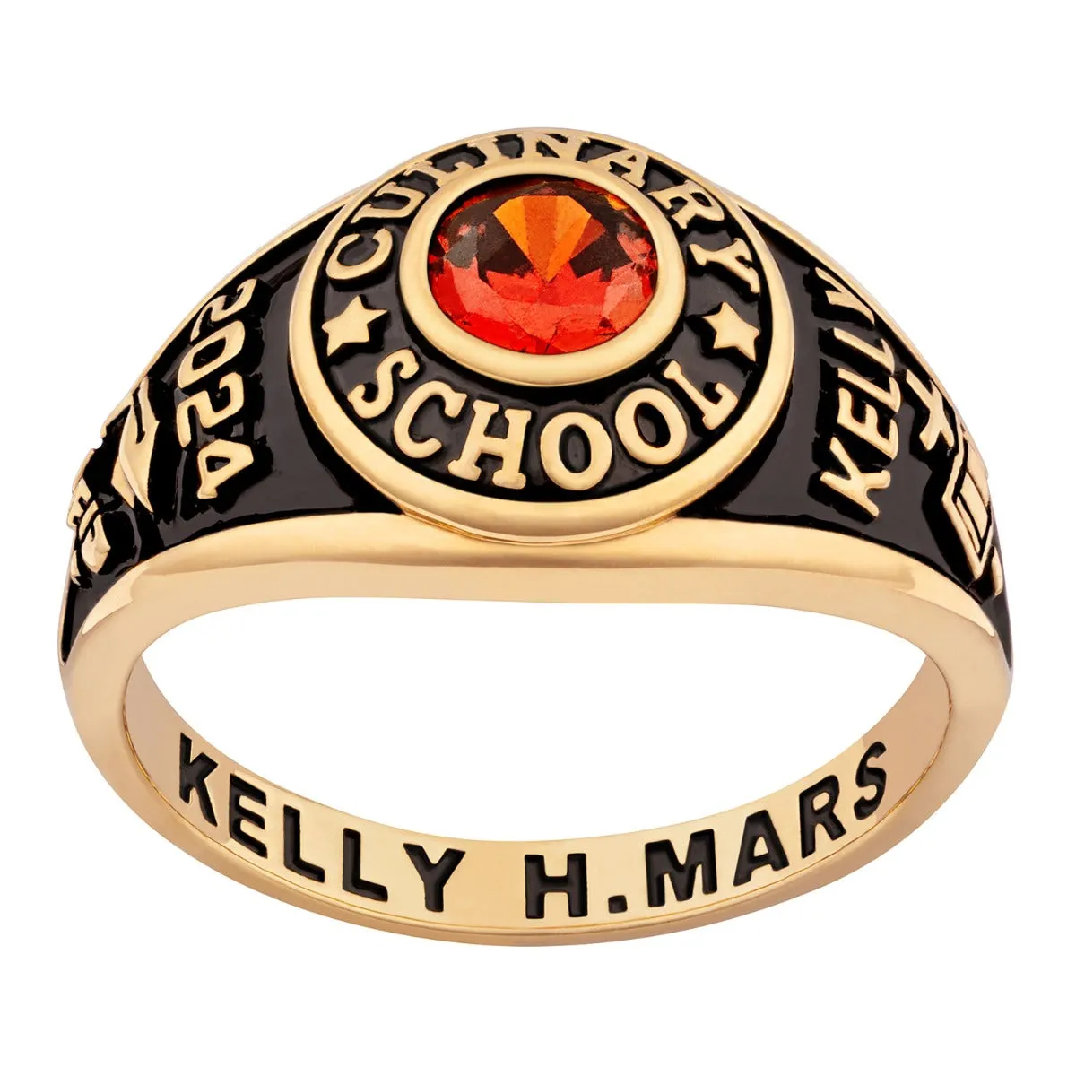 Ladies' 14K Gold over Sterling Traditional Round Birthstone Class Ring sold by Limoges Jewelry