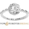 Platinum over Sterling White Topaz with Halo Diamond Accent Engraved Engagement Ring sold by Limoges Jewelry
