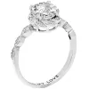 Platinum over Sterling White Topaz with Halo Diamond Accent Engraved Engagement Ring sold by Limoges Jewelry