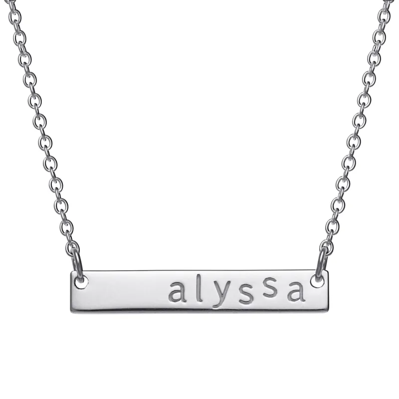 Sterling Silver Personalized Name Bar Necklace sold by Limoges Jewelry