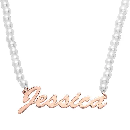 Hollywood Script Name Glass Pearl Necklace sold by Limoges Jewelry product image thumbnail 5