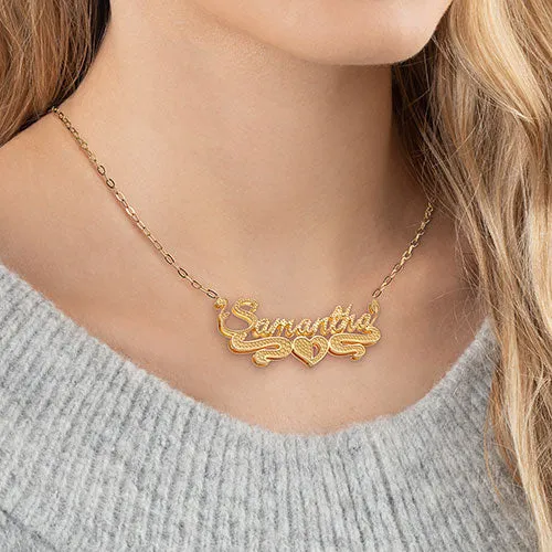 Personalized Double Nameplate Beaded Necklace sold by Limoges Jewelry product image thumbnail 2