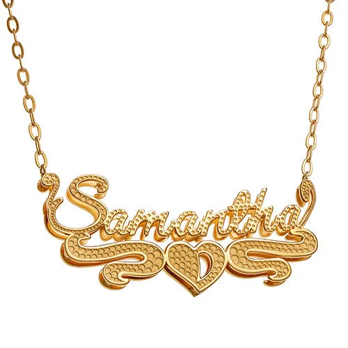 Personalized Double Nameplate Beaded Necklace sold by Limoges Jewelry