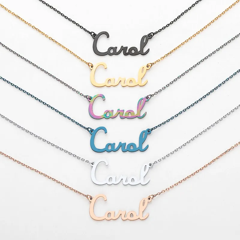 Stainless Steel Script Name Necklace sold by Limoges Jewelry