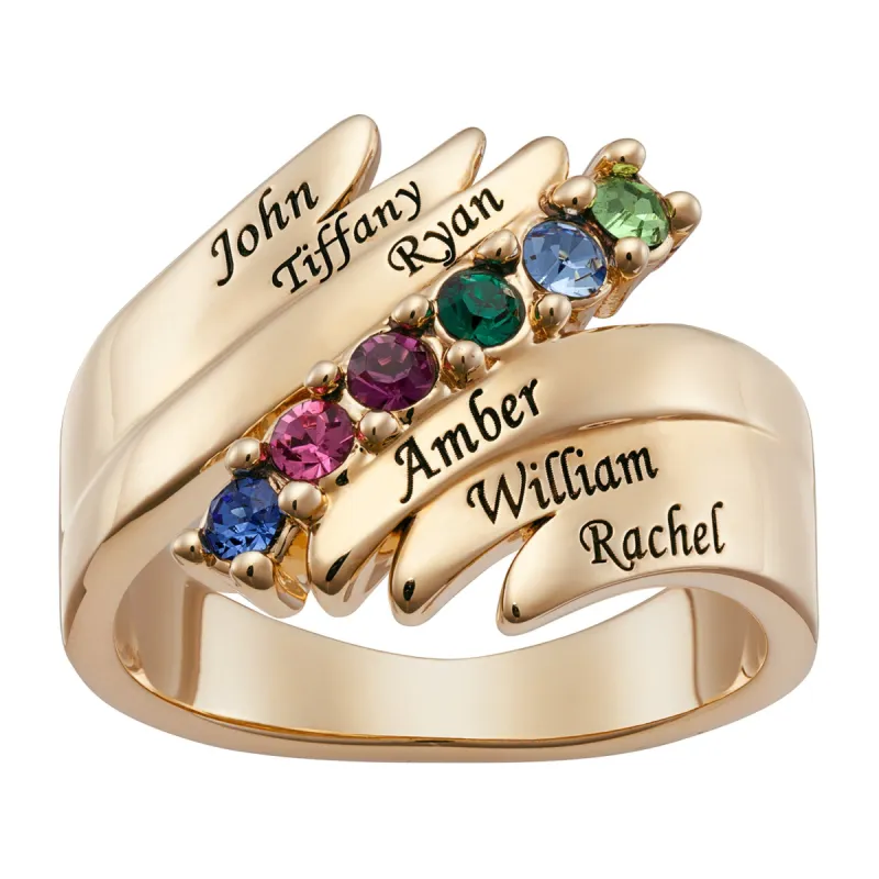 Personalized Family Name and Birthstone Ring sold by Limoges Jewelry