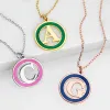 Circle with Enamel Frame and Initial Necklace sold by Limoges Jewelry