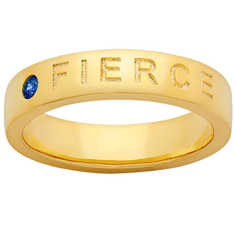 FIERCE 14K Gold Plated Birthstone Empowerment Ring sold by Limoges Jewelry